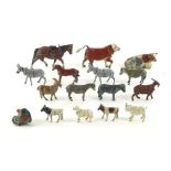 A selection of various lead farmyard figures to include horses,