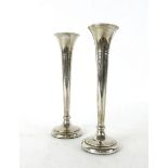 A pair of silver hallmarked bud vases, Birmingham 1973, h. 21.5 cm, weight approx.