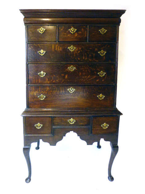 An early 18th century oak chest on stand with cushion drawer above three short over three long on a - Image 2 of 2