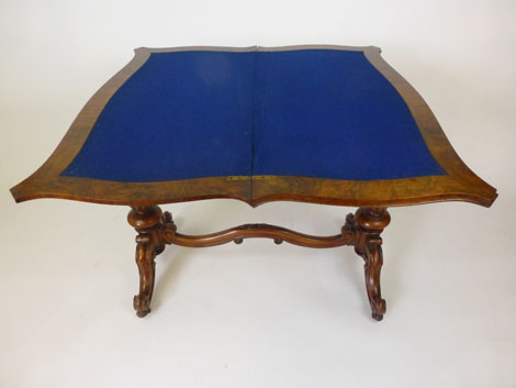 A Victorian burr walnut card table, - Image 3 of 4