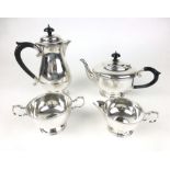 A four piece Georgian-type silver tea set with gadrooned decoration, Birmingham 1960, weight approx.
