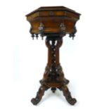 A Victorian burr walnut and walnut teapoy,