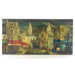 20th century School, a Parisian street scene, unsigned, oil on canvas,