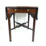 A late 18th century mahogany single drawer butterfly Pembroke table,