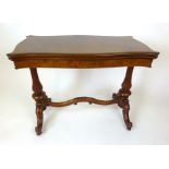 A Victorian burr walnut card table,