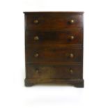A late 18th century (?)camphor wood campaign chest of drawers,