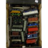 A collection of Hornby O gauge tinplate rolling stock including various, wagons,