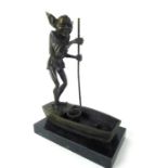 A modern bronze figure modeled as a Imp on a boat, in the style of David Goode, unsigned,