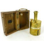 A Victorian brass theodolite, made by Secretan of Paris, in a fitted wooden dovetailed box,