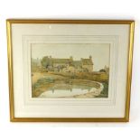 A.C. Bunch (20th century), a pond and terrace, signed and dated 1913, watercolour, 24 x 34.