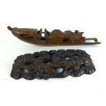 A carved hardwood Chinese boat,