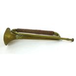 An early 20th century brass bugle marked with the Ayrshire Yeomanry crest,