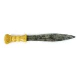 An African dagger, with a carved ivory handle, blade l. 19.