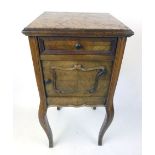 A 19th century French king wood and marble topped bedside cabinet with single drawer and single