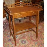 TRAY TABLE, Arts & Crafts, oak, with detachable tray top above a drawers and undertier,