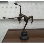 BRONZE STATUE, Art Deco style on a marble base, 41cm H.