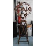 ARMILLARY SPHERE, on base, in a rustic finish, 193cm H, sphere 75cm diam.