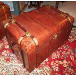 TRUNK, tan leather, a pair to lot 697.