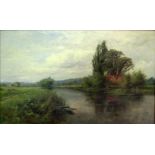 HENRY J KINNAIRD (British, 1861-1929) 'On the Thames at Goring' oil on canvas, 41cm x 62cm,