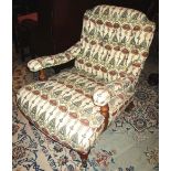 ARMCHAIR, Victorian, Howard style, with buttoned William Morris design upholstery, 69cm W.