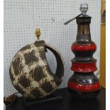 STUDIO POTTERY LAMPS, two, mid 20th century, one 65cm H and the other 50cm H.