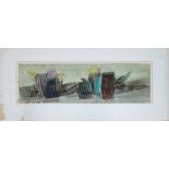 FREDERICK DONALD BLAKE RI (Scottish, 1908-1997), 'Deck Chairs', watercolour, 17cm x 47cm,