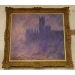EDWIN MENDOZA, after Claude Monet, 'Westminster', oil on canvas, 79cm x 89cm, framed.