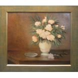ANDRE DE MOLLER, oil on canvas, still life of flowers in a vase, framed, 49cm x 60cm.
