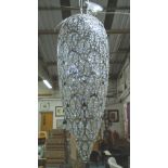 CHANDELIER, contemporary style in chromed metal and glass, 110cm H, plus chain.