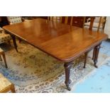DINING TABLE, Victorian mahogany, extendable with fluted supports, stamped 'T Willson,
