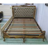 DOUBLE BED FRAME, 5ft, French style, ornately gilded with buttoned headboard.