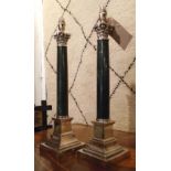 TABLE LAMPS, a pair, Classical form with marble columns, each 58cm H.