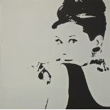 SAVAGE STUDIOS, 'Audrey Hepburn' giclee print on canvas, 89.5cm x 89.5cm.