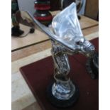 'SPIRIT OF ECSTACY' FIGURE, plated finish, on round marble base, 36cm H x 23cm W.