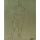ANDRE DERAIN (French, 1880-1954), 'Facing nude' original pencil drawing on paper,