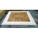 LOW TABLE, with an inlaid decorative marble panel, 129cm x 129cm x 37cm H.