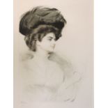 PAUL CESAR HELLEU (1859-1927), 'Woman Facing Towards the Night', 59cm x 39cm,