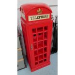 TELEPHONE BOX, wine rack, with interior wine racks and front door, 122cm H x 41cm x 41cm.