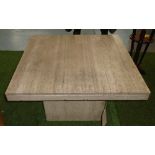 LOW TABLE, travertine marble with square top and plinth support, 82cm x 82cm x 46cm H.