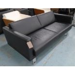 SOFA, Boss design black leather polished metal supports, retail price £5022, 87cm x 72cm H x 178cm.