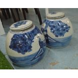 GINGER JARS, a pair, Chinese style blue and white, 26cm H.