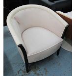 CLUB CHAIR, in cream suede on square supports, 73cm W.