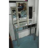 MIRRORED DRESSING TABLE, with drawer below on square supports,