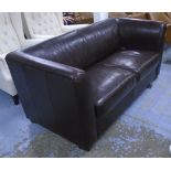 SOFA, brown leather, 78cm D x 76cm H x 171cm L.