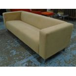 SOFA, by Kinnarps, in tan alcantara, cost £3265 new, 218cm x 68cm H x 79cm.