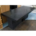 TERRAZOO TABLE, in black on block supports, 214cm x 105cm x 76cm H.