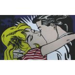 ROY LICHTENSTEIN (American, 1923-1997), 'Kiss II', circa 1962, lithograph in colours, 49cm x 58cm,