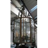 HANGING LANTERN, in bronzed finish with four branches with ornate top section, 86cm H.