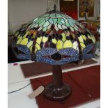 TIFFANY STYLE TABLE LAMP, with colourful shade, 64cm H overall.