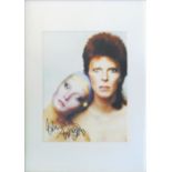 BOWIE AND TWIGGY 'PIN UPS' PHOTO, signed by Bowie and Twiggy, 20cm x 25cm, framed.